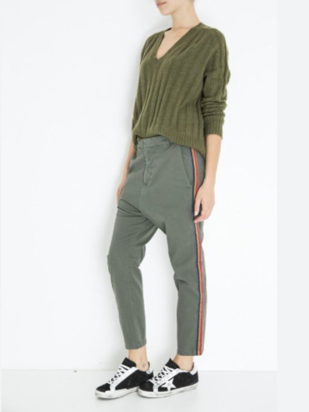 Nili Lotan Paris Pants with Tape Trim Green Size 6